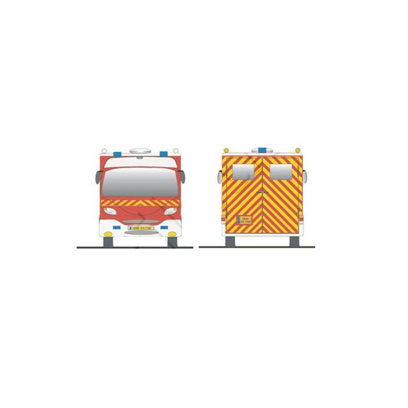 Bande adhésive alternée - rouge/jaune fluo pour véhicules de secours et lutte contre l'incendie2x45M JAUNE/ROUGE POMPIER