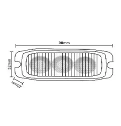 Feu de pénétration orange 3 Leds - 12/24 Volts - IP67