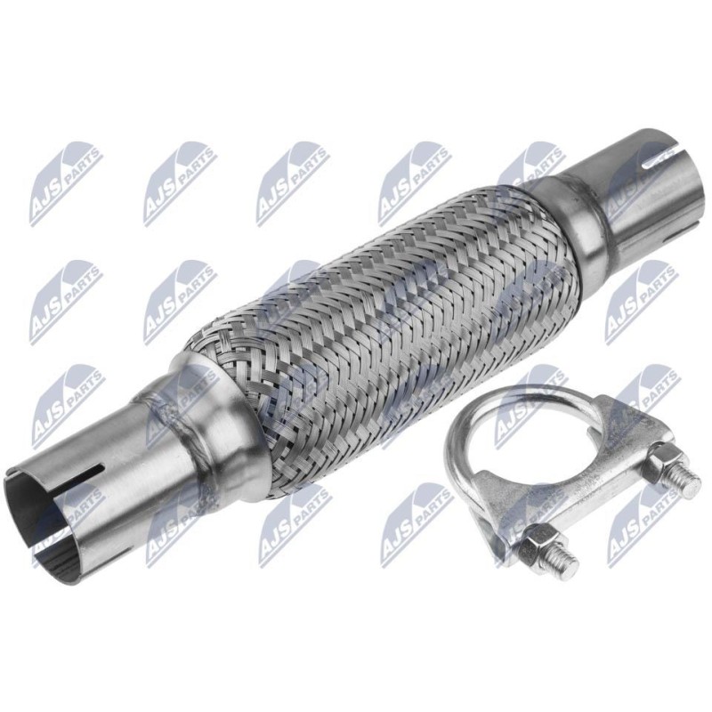 Raccord Flexible D'échappement 45 mm x 300 mm - ACIER INOXYDABLE - PINCES INCLUSES