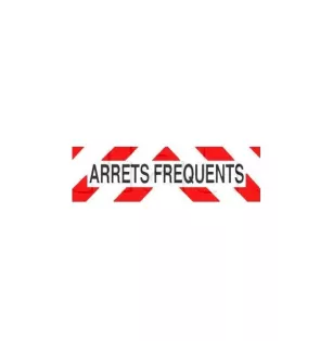 Panneau ARRETS FREQUENTS adhésif pour véhicules d'intervention ADH 500x150