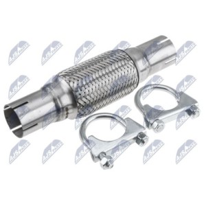 Raccord Flexible D'échappement 45 mm x 250 mm - ACIER INOXYDABLE - PINCES INCLUSES