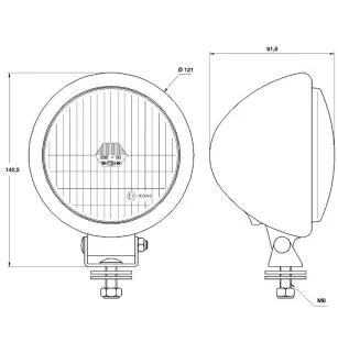 Phare de travail rond ø 121 BLANC 12/24V 21W