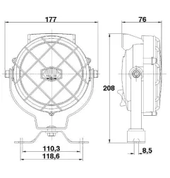 Phare de travail rond ø 177 - 12/24 volts