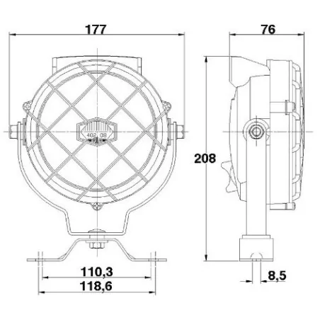 Phare de travail rond ø 177 - 12/24 volts