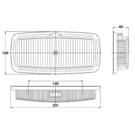 Plafonnier à ampoules - 12/24 Volts - A poser L 231 x l 109 x Ep 40