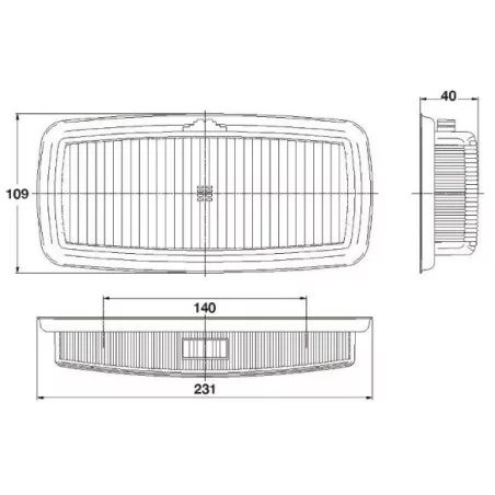 Plafonnier à ampoules - 12/24 Volts - A poser L 231 x l 109 x Ep 40