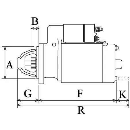 Démarreur 12V 1.0 Kw 8.9 dents, Mitsubishi M003T10271, M003T10272, M003T12671, M003T12672, M003T14572, M003T14672