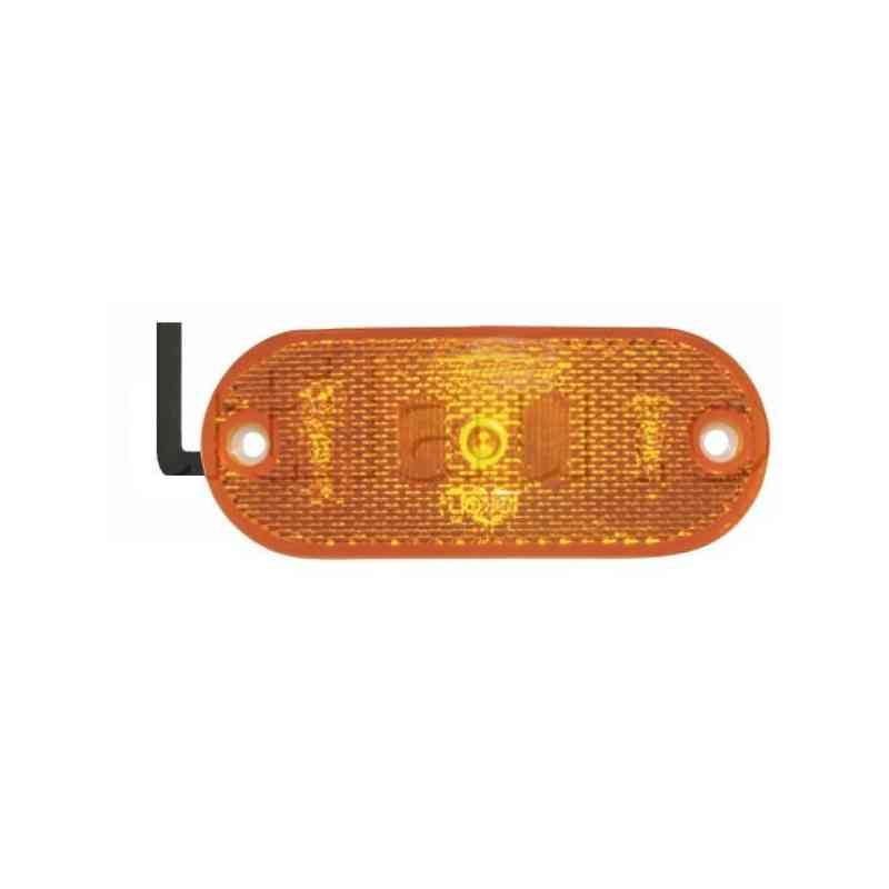 Feu latéral orange à Leds à plaquer - Avec câble méplat et clip rapide - 110 x 45 x 13 mm.1,65M 12V