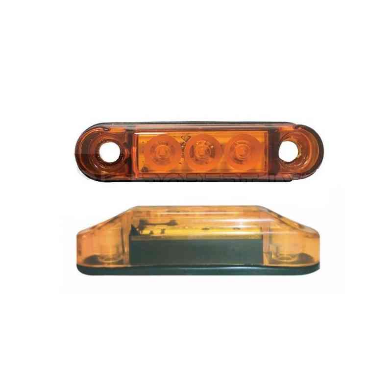 Feu latéral orange 3 Leds - 12/24 Volts - 65 x 17 x Ep 14 mm ORANGE 12/24 250MM