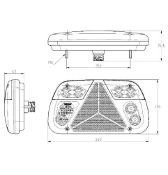 Feu arrière GAUCHE compact à Leds - 12/24 Volts - 240 x 130 x 47 mm