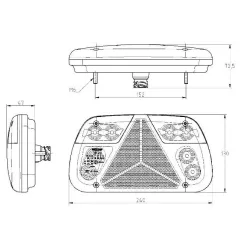 Feu arrière DROIT compact à Leds - 12/24 Volts - 240 x 130 x 47 mm