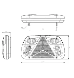 Feu arrière GAUCHE compact à Leds - 12/24 Volts - 240 x 130 x 47 mm