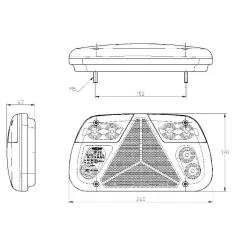 Feu arrière DROIT compact à Leds - 12/24 Volts - 240 x 130 x 47 mm