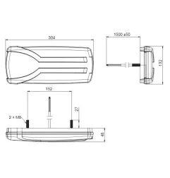Feu arrière GAUCHE compact à Leds - 12/24 Volts - 304 X 132 X 48 mm - IP68