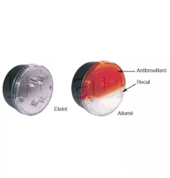 Feu antibrouillard et de recul à Leds - 12/24 Volts - ø 140 mm