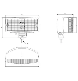 Feu d'éclairage jaune à ampoule - 12/24 Volts - 141 x 64 x 70 mm