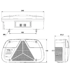 Feu arrière compact à Leds - 12/24 Volts - 240 x 131 x 81,3 mm