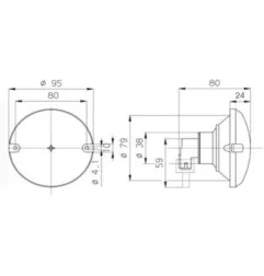 Feu arrière modulaire à ampoules - 12 Volts - ø 95 mm
