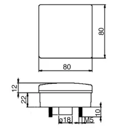 Feu arrière modulaire 3 fonctions à Leds - 12 Volts - 80 x 80 x 36 mm