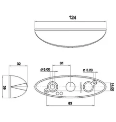 Feu de gabarit bicolore en applique - 12/24 Volts - 124 x 39 x 32 mm