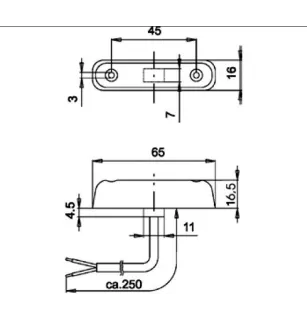Feu de position arrière 4 Leds - L 65 x l 16 x 16,5 mm Rouge 24 Volts