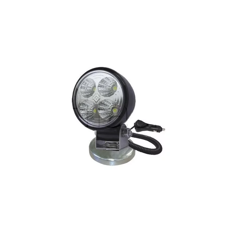 Phare de travail rond 4 Leds magnétique - 12/24 volts - ø 83 x H 123 x Ep 89 mm - IP67