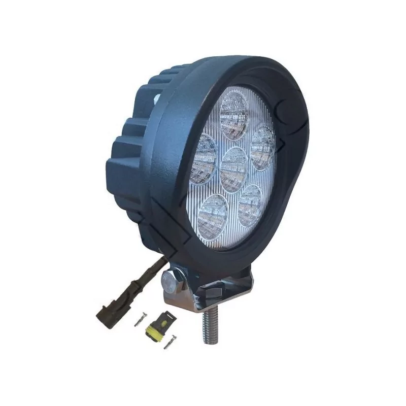 Phare de travail rond 6 Leds avec connecteur Superseal câblé - 10/30 volts - ø 115 x H 145 x Ep 64 mm - IP67