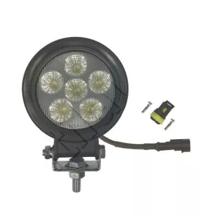 Phare de travail rond 6 Leds avec connecteur Superseal câblé - 10/30 volts - ø 115 x H 145 x Ep 64 mm - IP67