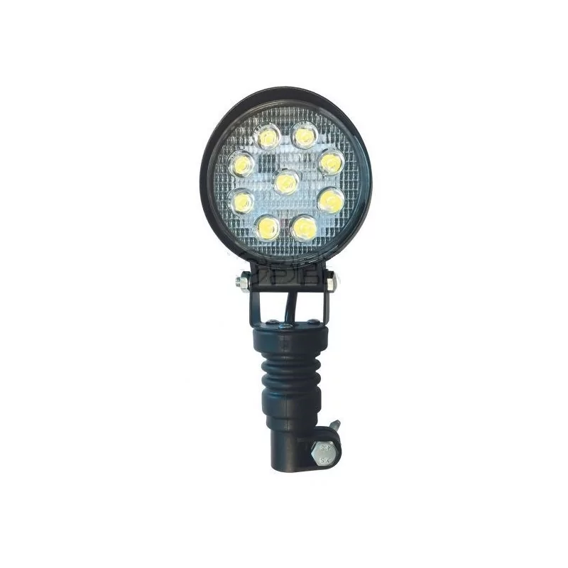 Phare de travail rond 9 Leds sur hampe - ø 115 x H 255 x Ep 60 mm - 12/24 volts - IP67