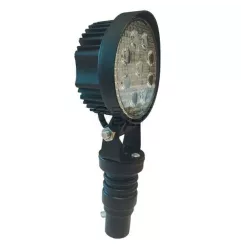 Phare de travail rond 9 Leds sur hampe - ø 115 x H 255 x Ep 60 mm - 12/24 volts - IP67