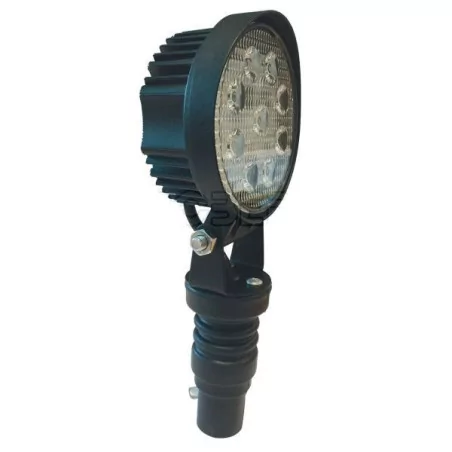 Phare de travail rond 9 Leds sur hampe - ø 115 x H 255 x Ep 60 mm - 12/24 volts - IP67