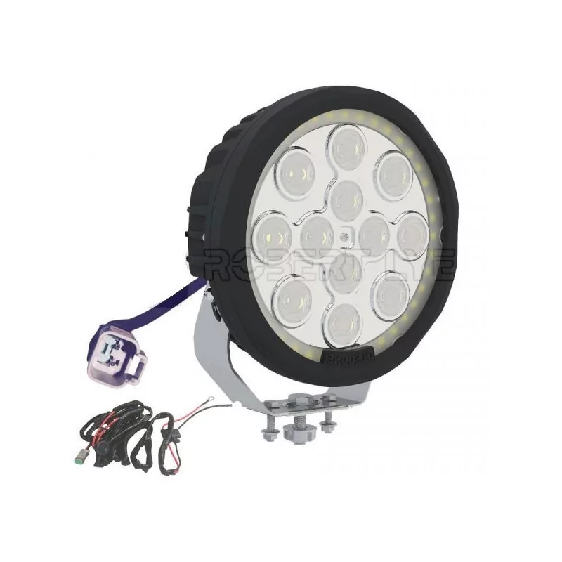 Phare de travail rond 12 Leds type CREE avec feu de position circulaire à Leds - 9/32 volts