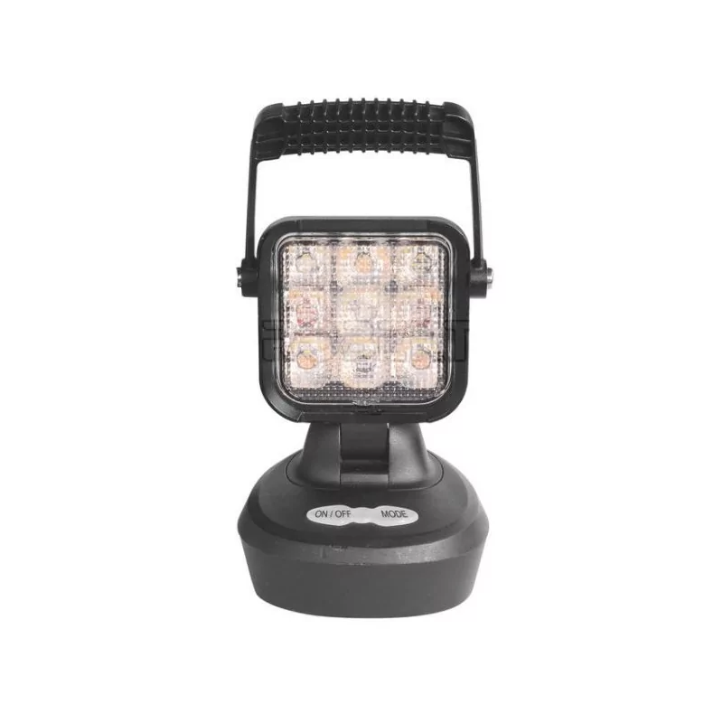 Phare de travail carré 9 Leds - Magnétique - RECHARGEABLE - L 103 x H 201 x Ep base 105 mm