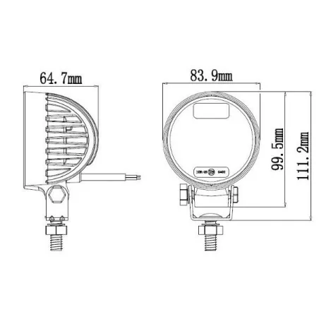 Phare de travail rond 4 Leds - 10/30 Volts - ø 84 x H 111 x EP 65 mm - IP68