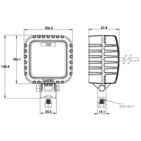 Phare de travail carré 8 leds - 10/50 Volts - L 106 x H 138,4 x Ep 67,4 - IP67