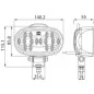 Phare de travail ovale 8 leds - 10/30 Volts - L 140 x H 114 x Ep 55 mm - IP67