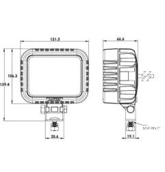 Phare de travail rectangle 10 leds - 10/50 Volts - L 131 x H 139 x Ep 67 mm - IP67