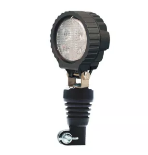 Phare de travail rond 4 Leds monté sur hampe caoutchouc flexible - 10/50 volts - IP67