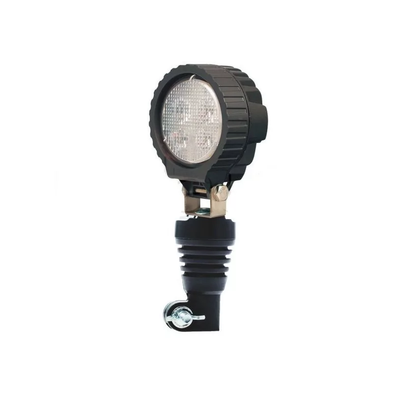 Phare de travail rond 4 Leds monté sur hampe caoutchouc flexible - 10/50 volts - IP67