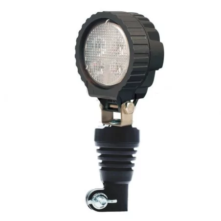 Phare de travail rond 4 Leds monté sur hampe caoutchouc flexible - 10/50 volts - IP67