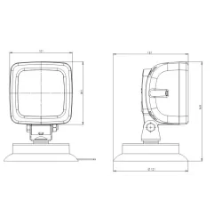 Phare de travail carré 9 Leds magnétique avec interrupteur -12/24 volts - L 101 x H 160 x Ep 121 mm - IP68