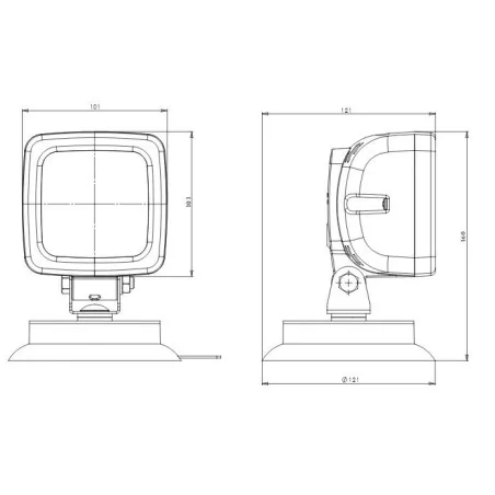 Phare de travail carré 9 Leds magnétique avec interrupteur -12/24 volts - L 101 x H 160 x Ep 121 mm - IP68