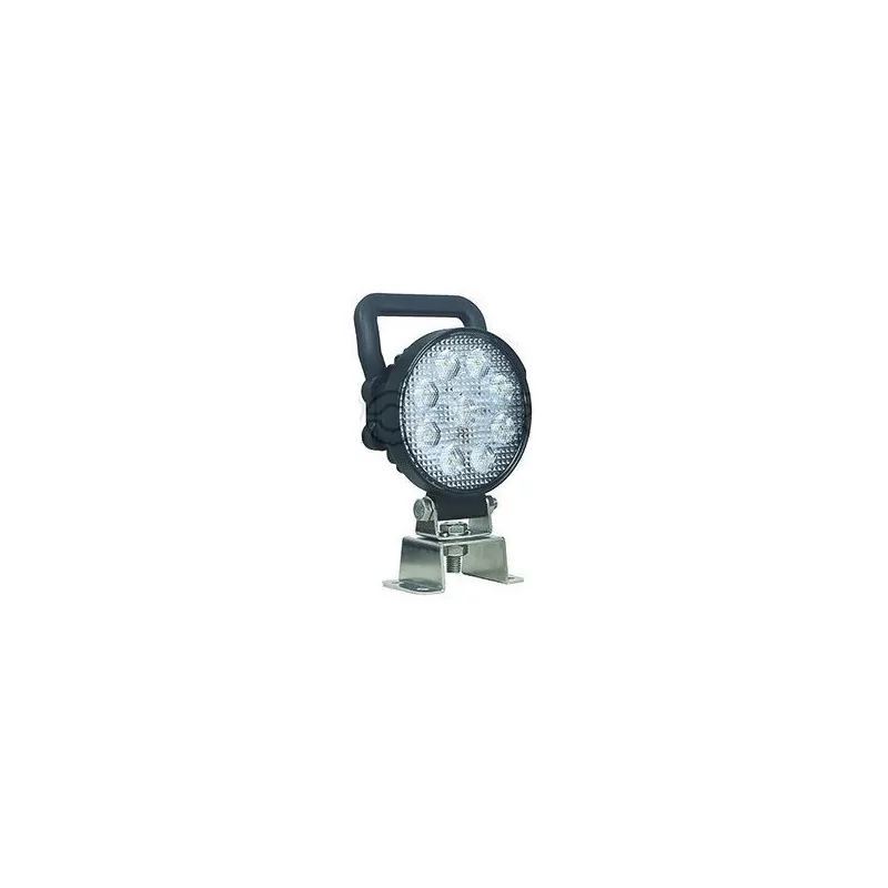 Phare de travail rond avec poignée 9 Leds OSRAM - 10/30 Volts - Ø 107 x H 133 x Ep 41,5 mm - IP67/69K