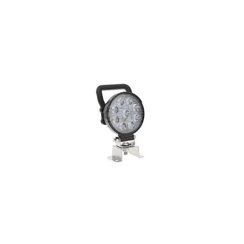 Phare de travail rond avec poignée et interrupteur 9 Leds OSRAM - 10/30 Volts - Ø 107 x H 133 x Ep 41,5 mm - IP67/69K