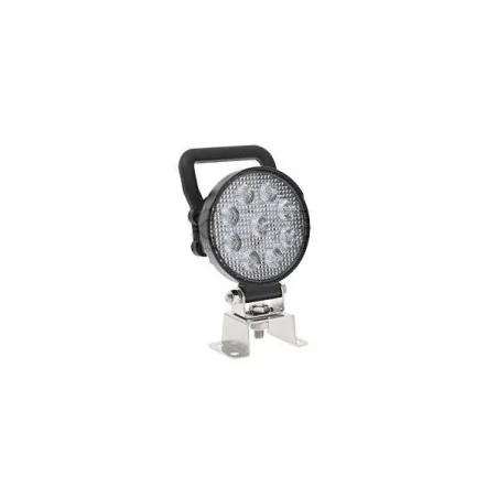 Phare de travail rond avec poignée et interrupteur 9 Leds OSRAM - 10/30 Volts - Ø 107 x H 133 x Ep 41,5 mm - IP67/69K