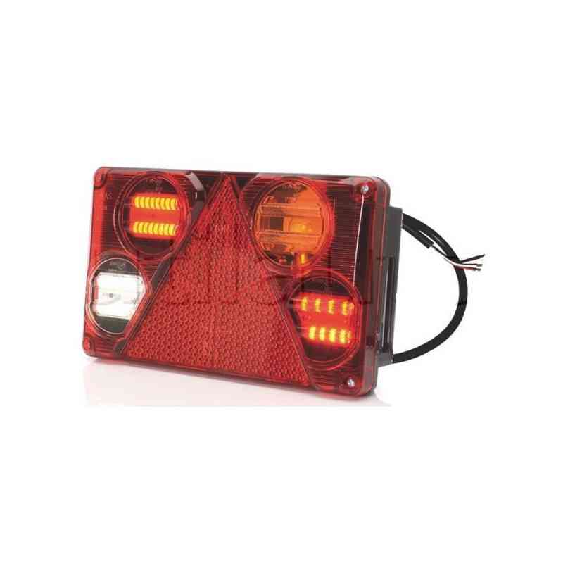 Feu arrière compact hybride à Leds pour remorques - 9/36 Volts - 232 x 142 x 59 mm - IP68 DROIT