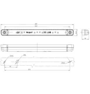 Feu arrière à Leds - 12/24 Volts - 237 x 20,5 x 22 mm