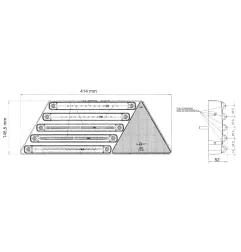 Feu arrière à Leds pour remorques - 12 ou 24 Volts - 414 x 146 x 55 mm - IP68 droit