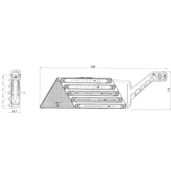 Feu arrière à Leds pour remorques - 24 Volts - 598 x 179 x 55 mm - IP68 droit