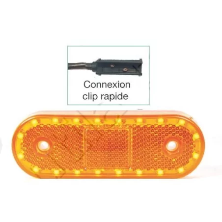 Feu latéral orange à Leds à plaquer - 114 x 40 x 25 mm - 12/24 Volts - IP68